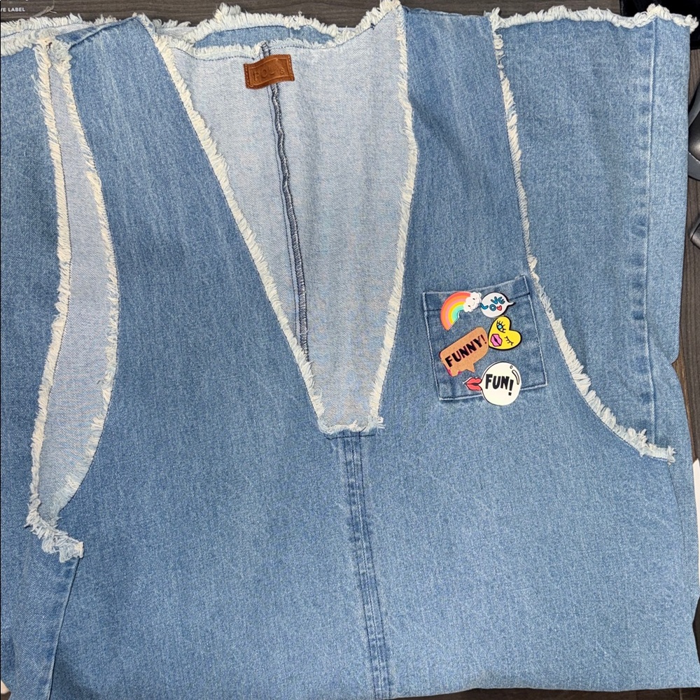 POL Denim Dress with Fun Patches